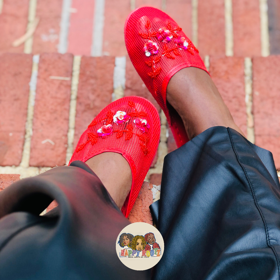 Chinese Slippers classic red Nappy Rootz beauty supply